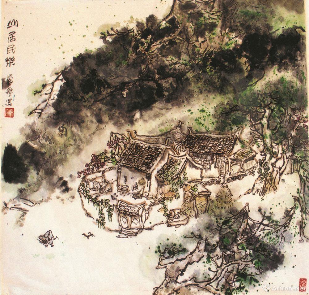 山居民乐_古建筑画_李冬作品展_李冬在线作品_李冬官方网站-雅昌艺术