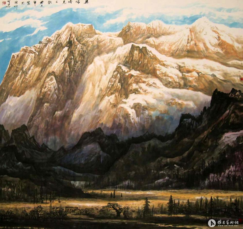 新疆克拉玛依风光_国画_游天云作品展_游天云在线作品