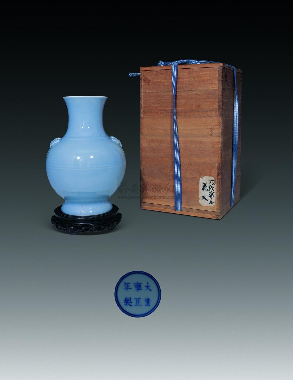 【清雍正 天青釉铺耳尊】拍卖品_图片_价格_鉴赏_清代单色釉瓷器_雅昌