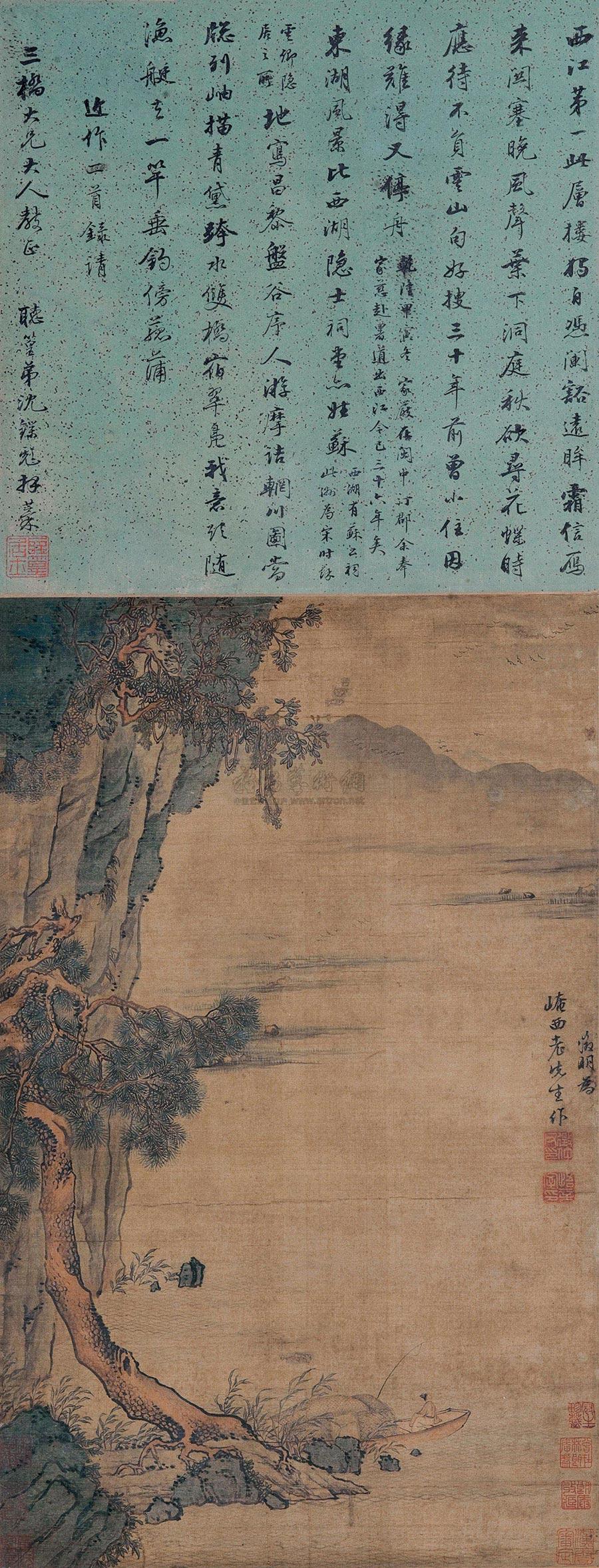 1854 西江渔隐图 立轴 设色绢本