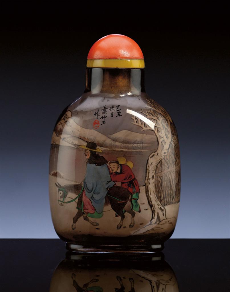 1994 一九二七年 叶仲三水晶内画「三顾草芦」鼻烟壶图片