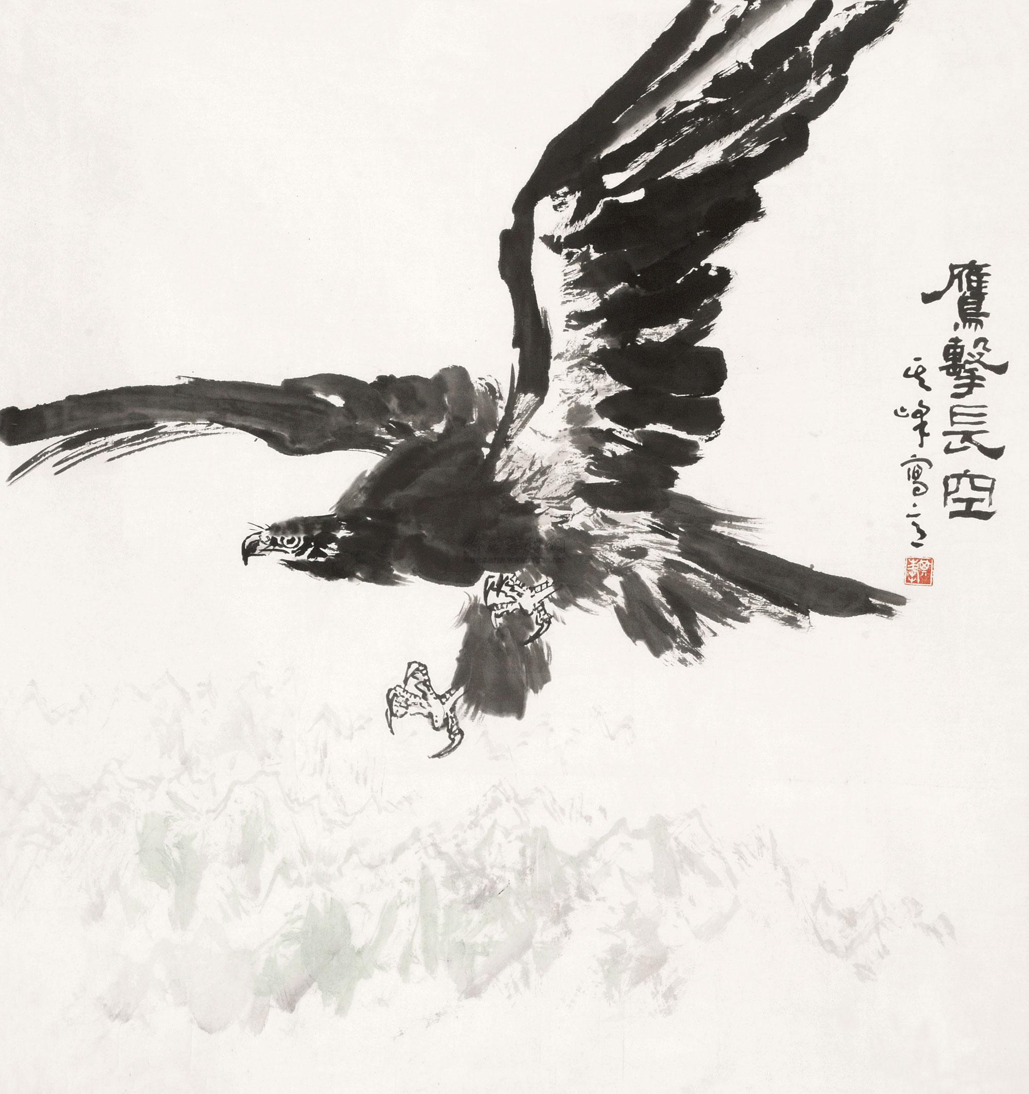 0125 鹰击长空 软片 设色纸本
