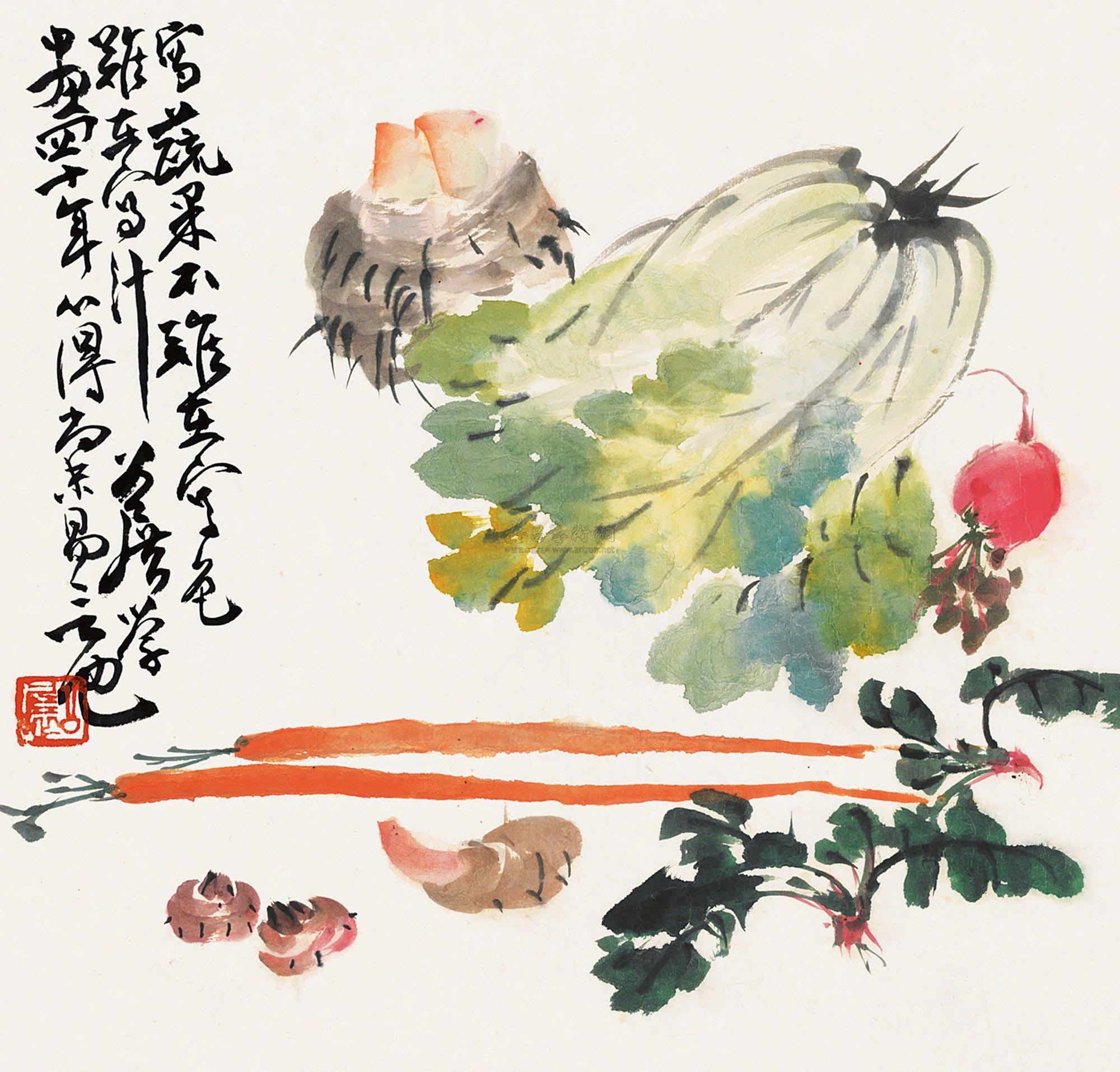 0311 蔬果图 立轴 设色纸本