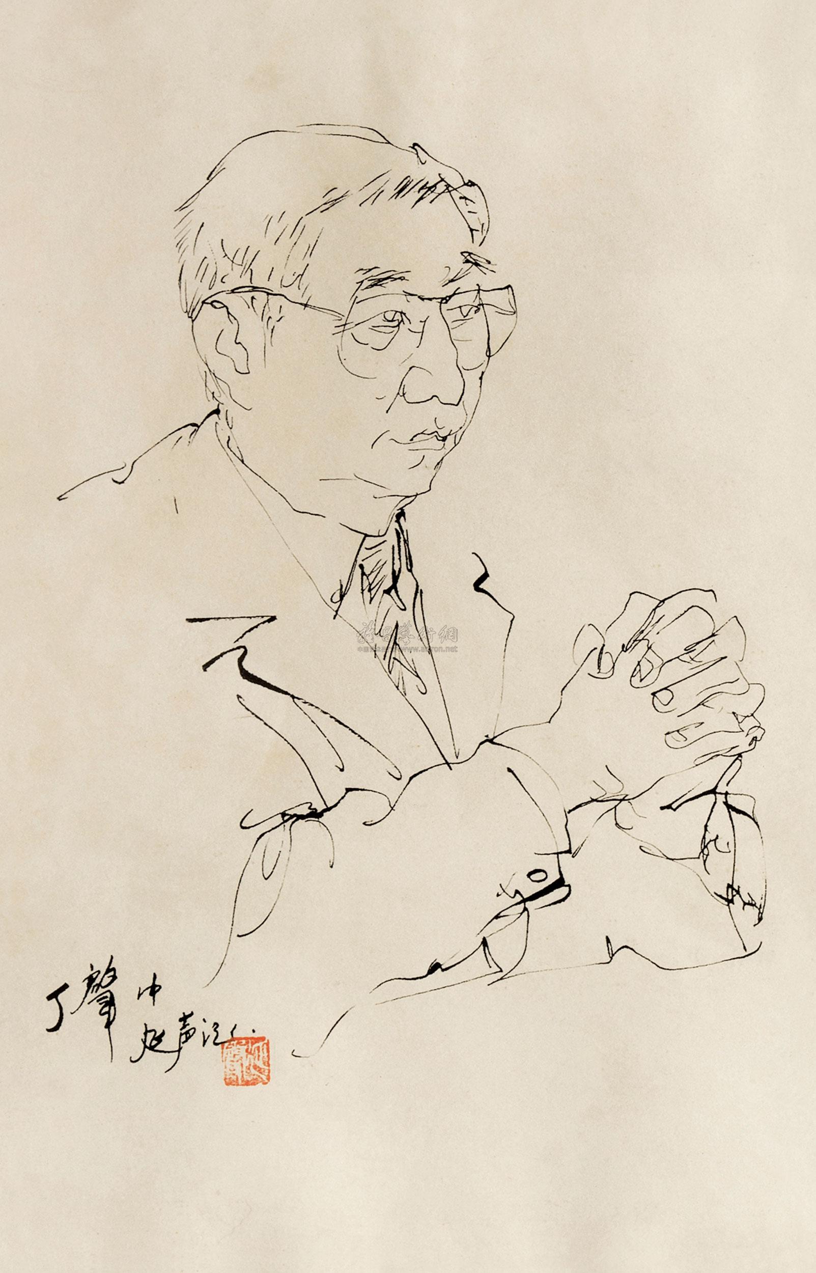 0532 丁肇中素描像 纸本