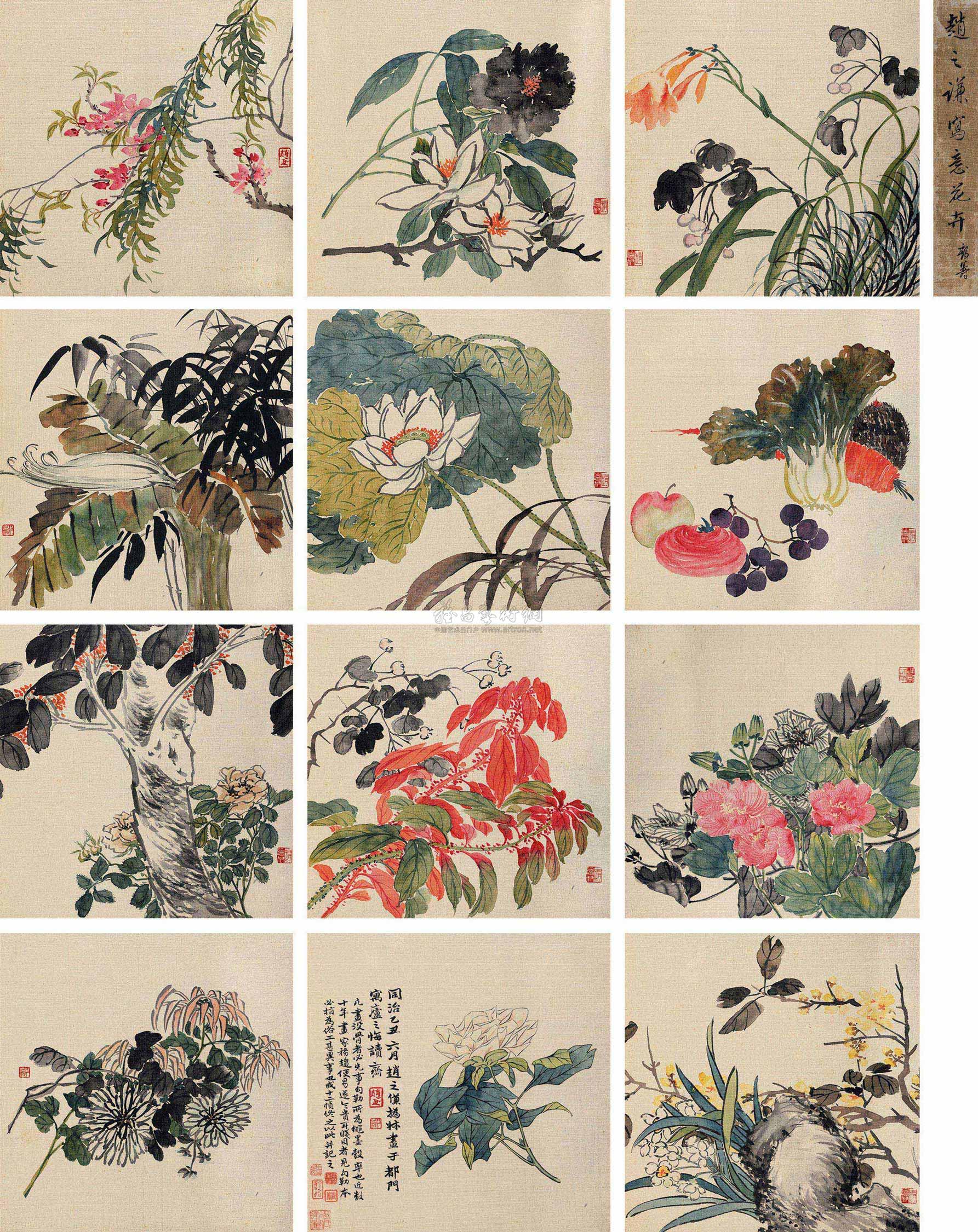 6180 花卉册 册页 设色绢本