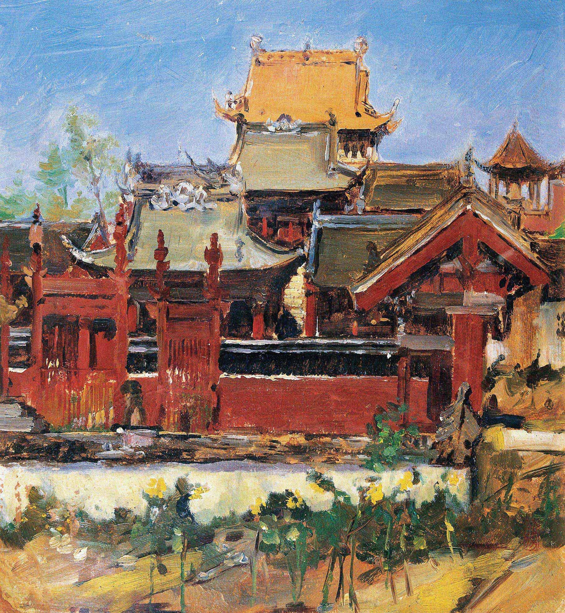 0271 寺院 布面油画