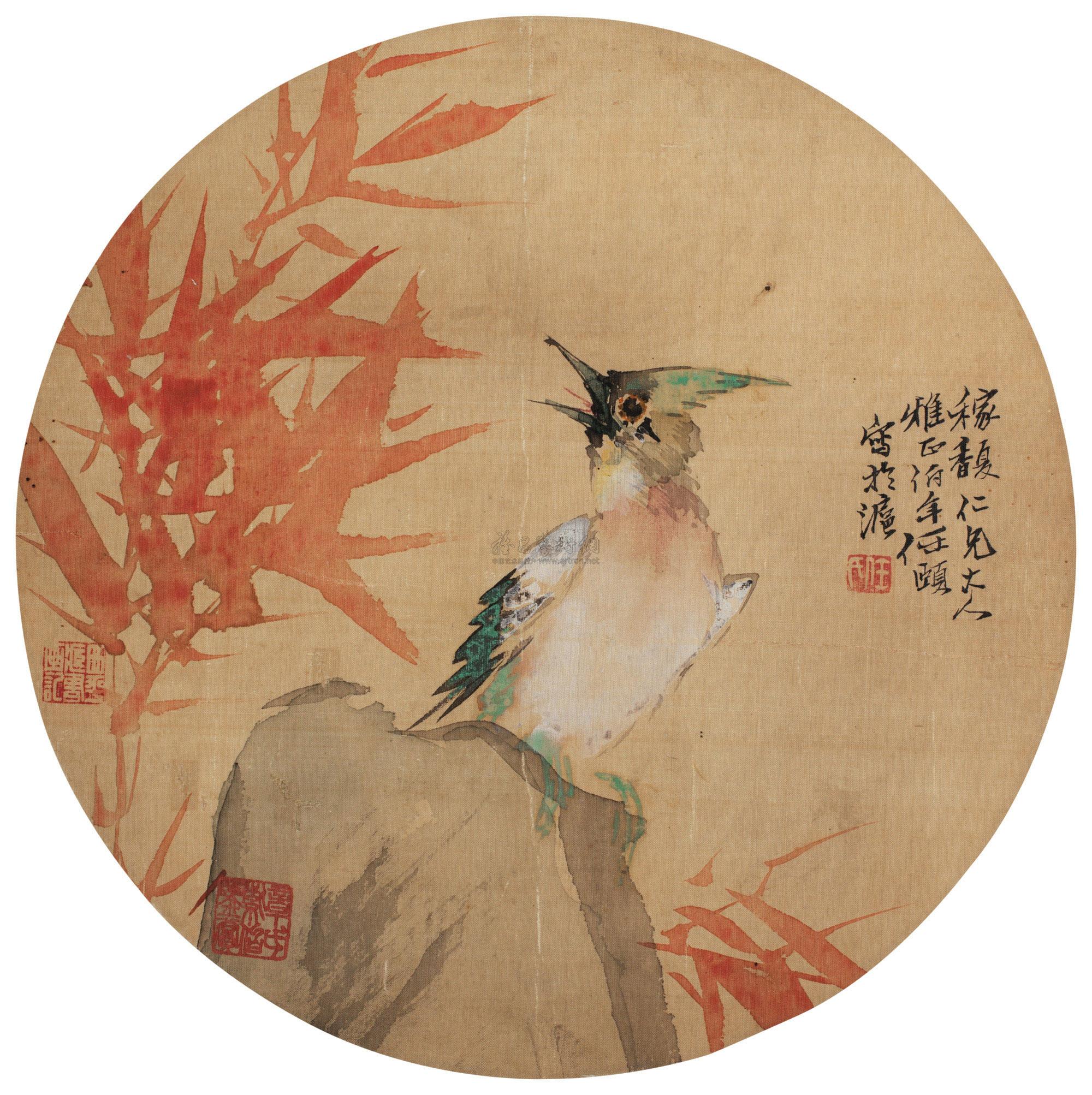 *1281 花鸟 圆光 绢本