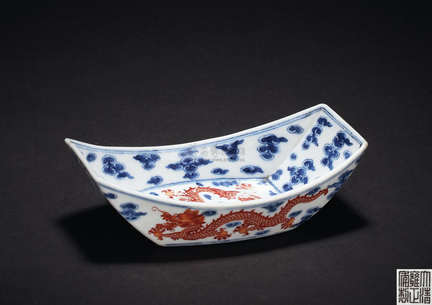 青花矾红云龙纹茶船】拍卖品_图片_价格_鉴赏_清代其它彩釉瓷器_雅昌