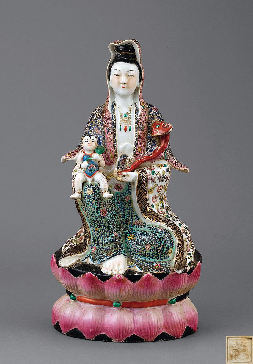 【粉彩坐莲送子观音】拍卖品_图片_价格_鉴赏_现当代及其它瓷器_雅昌
