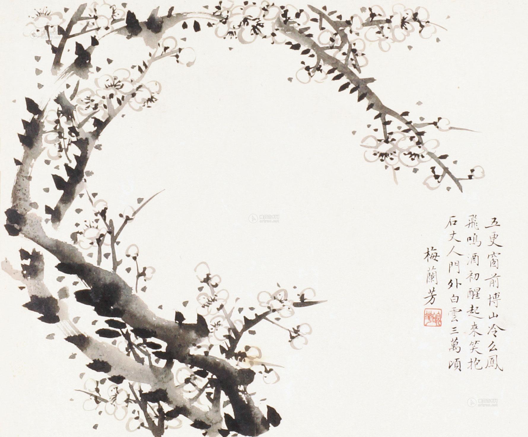 0273 白梅 镜芯 水墨纸本