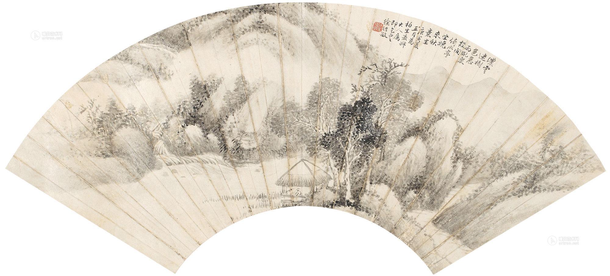 【云山古亭图 镜片 水墨纸本】拍卖品_图片_价格_鉴赏_绘画_雅昌艺术