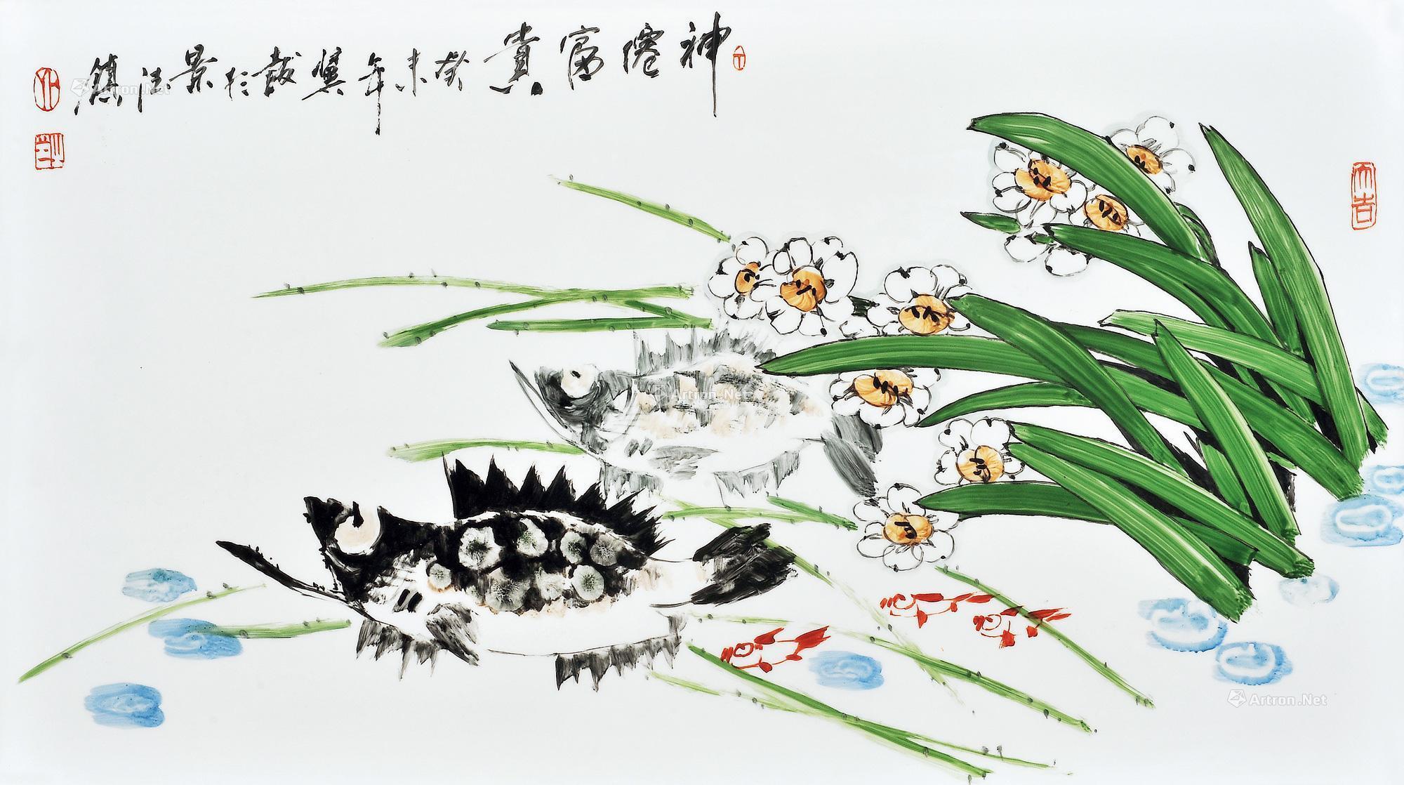 3973 涂翼报 神州富贵釉上彩瓷板