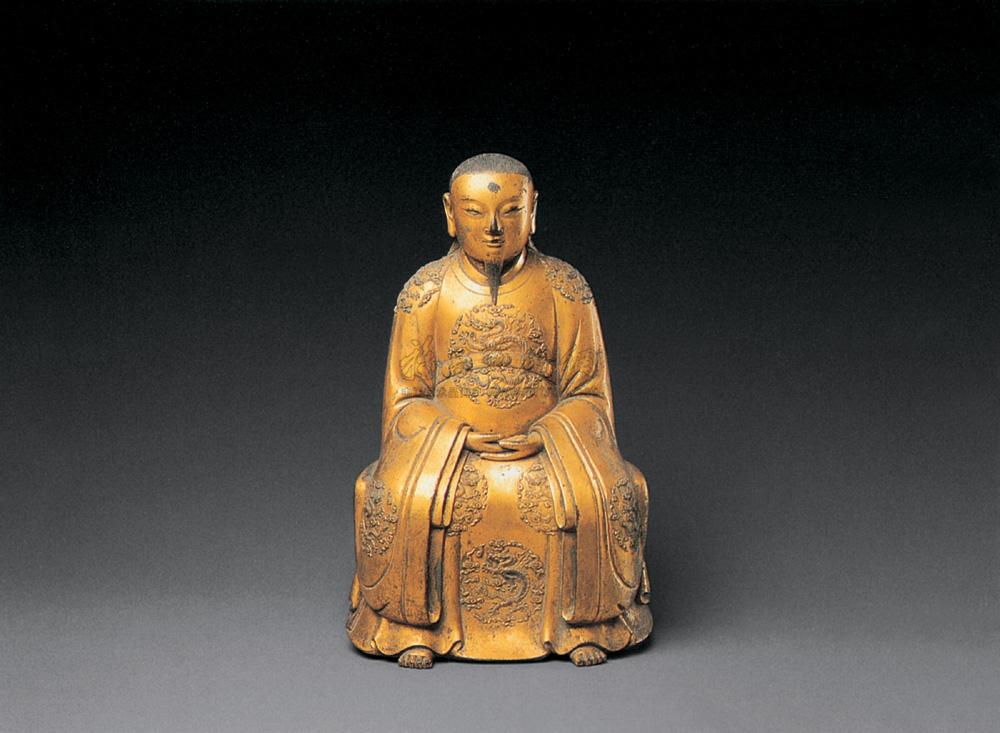 1058 明 铜鎏金真武大帝像图片