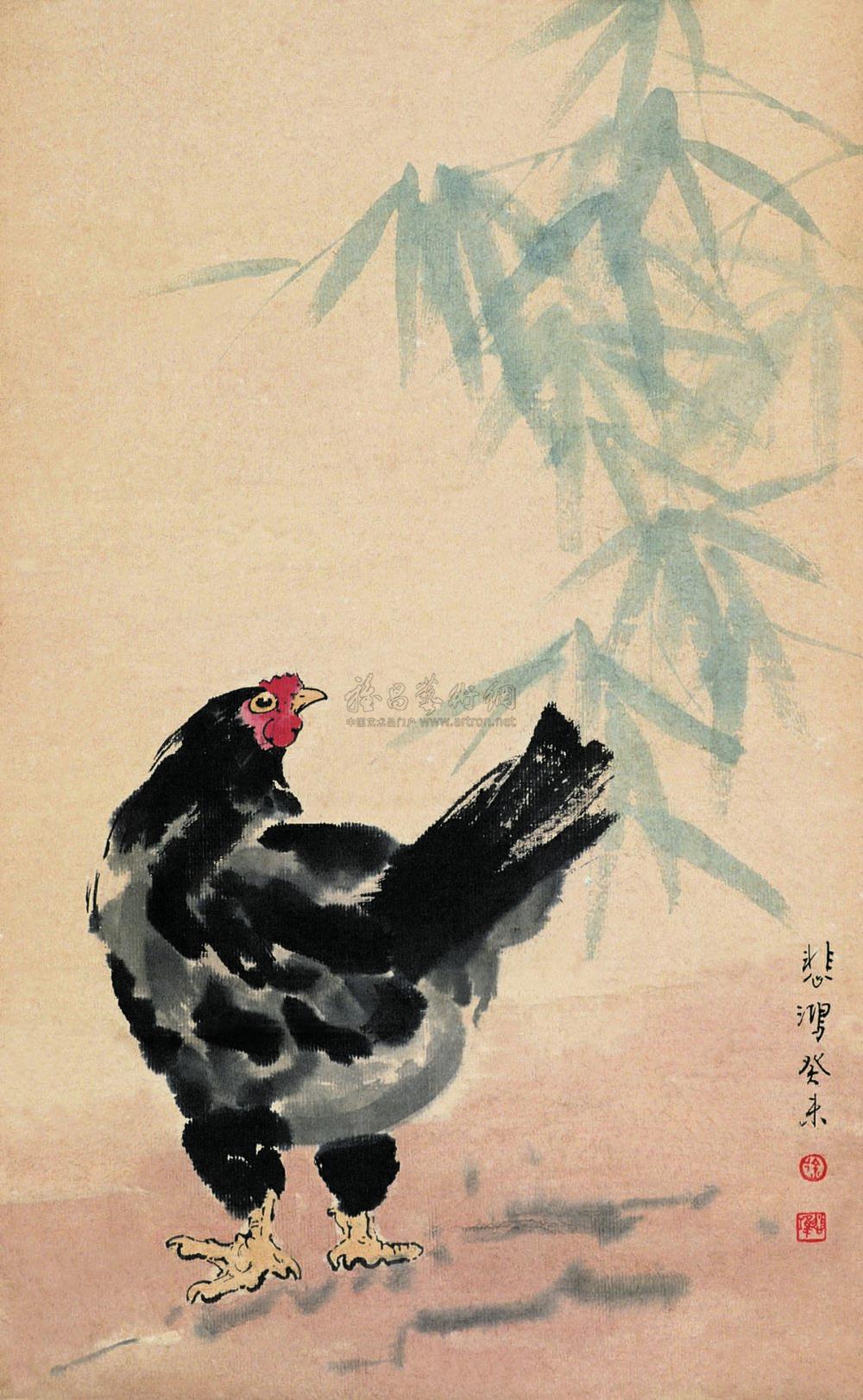 0400 癸未(1943年)作 母鸡 立轴 设色纸本
