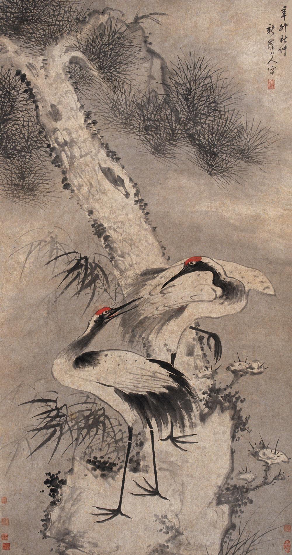 0561 松鹤 立轴 设色纸本