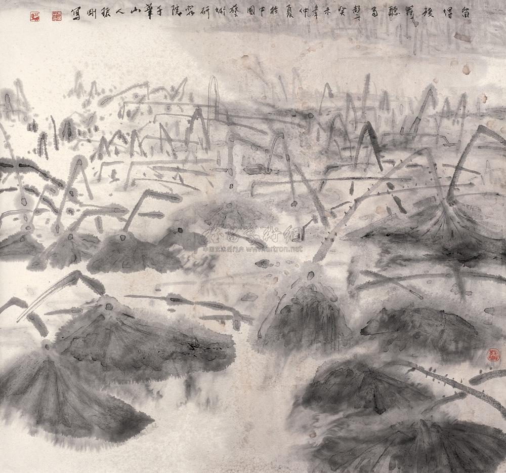 0391 留得残荷听雨声 镜心 设色纸本