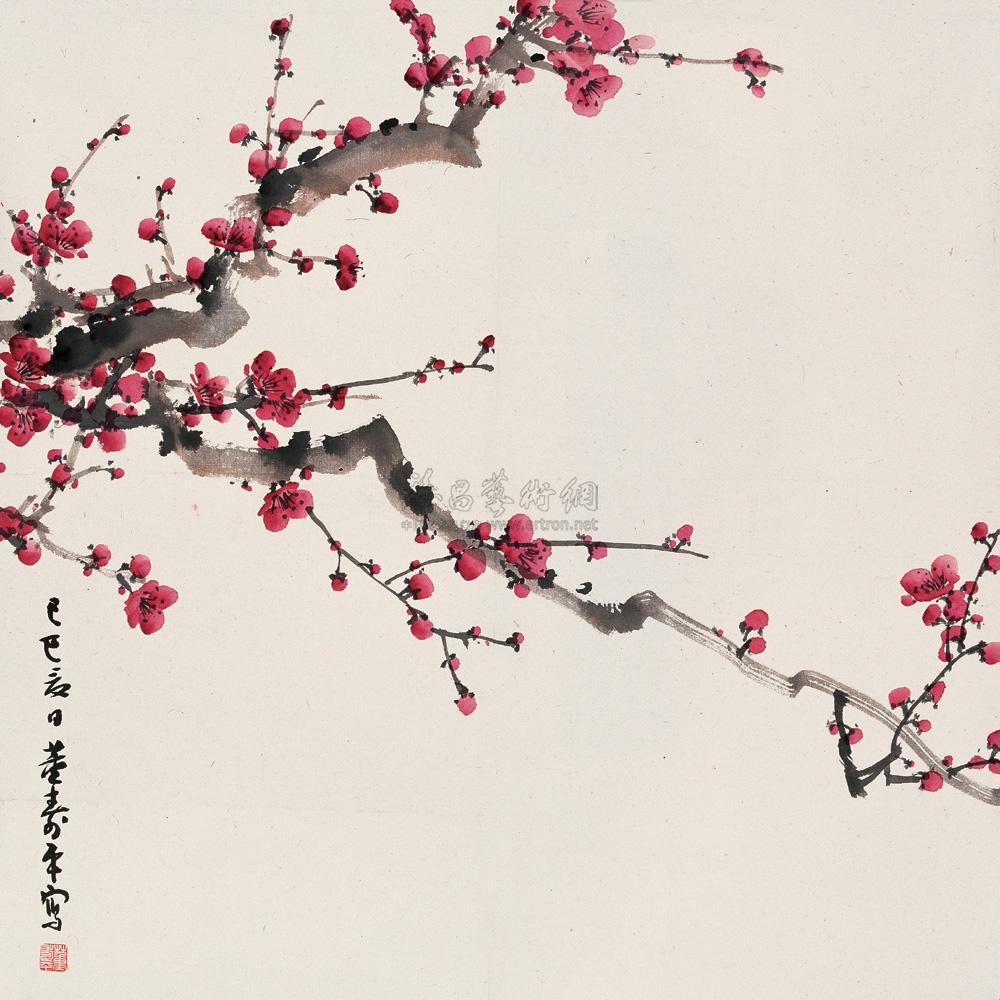 1578 己巳(1989年)作 红梅图 镜心 纸本