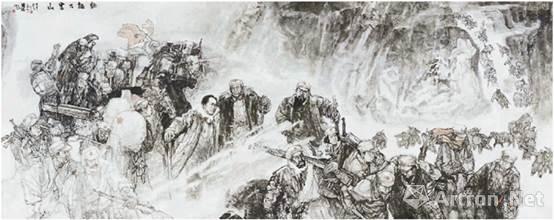 翻越大雪山(大景人物画) 于志学,陈涤合作