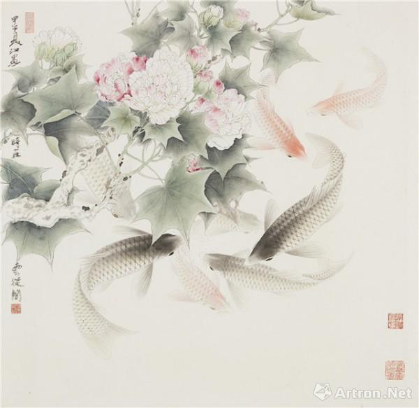 《芙蓉鲤鱼 郭汝愚 72x70cm