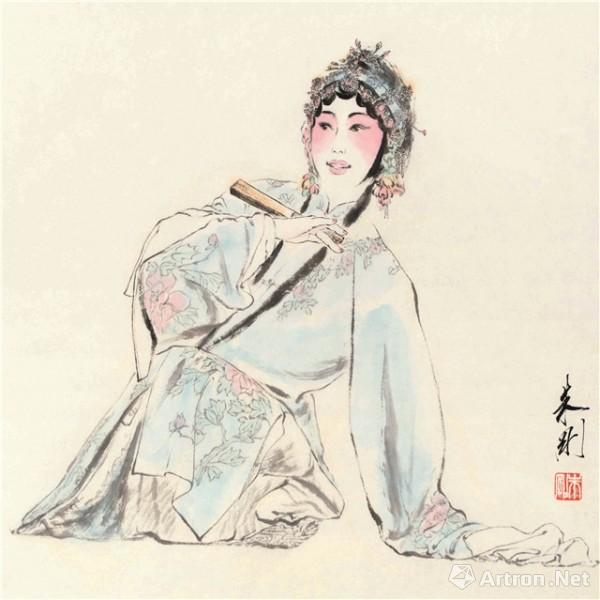 《戏曲人物一》  朱刚 45×45cm