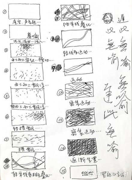 影像作品《无喻》分镜草图 杨国辛 30x21cm 2013年 纸本