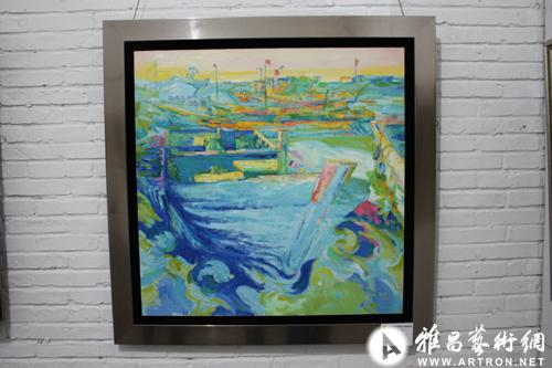 肖峰 《冬日渔港》 90×90cm 布面油画
