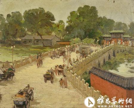 宋步云 旧北海大桥 布面油画 50.4x61.5厘米 40年代
