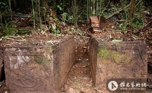 四川宜宾出土东汉石棺群:刻荆轲刺秦王图案