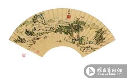 文徵明 凭江追远 设色金笺 18.5×52.5厘米 （北京保利供图）