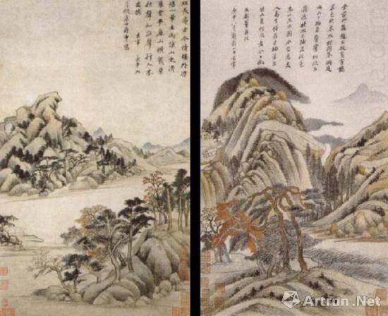 董其昌《秋兴八景图》册页,现藏台北故宫博物院.