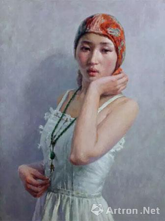 扎头巾的女孩 the headband gir l57x51 布面油画 2014作