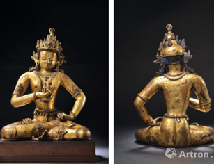保利香港:13世纪尼泊尔铜鎏金金刚萨埵2112.2万港元成交