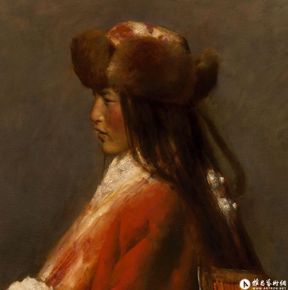 青海湖边的藏族姑娘（局部1）