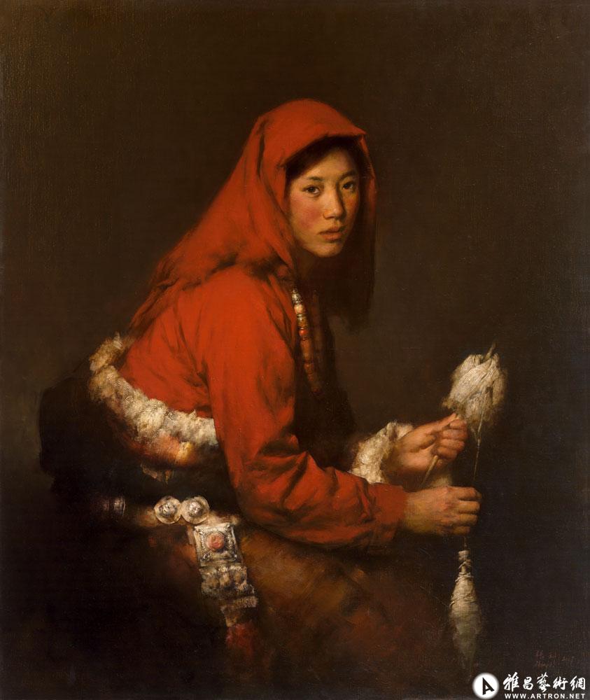 捻毛线的藏女^_^Tibet an Woman Who is Knitting Wool