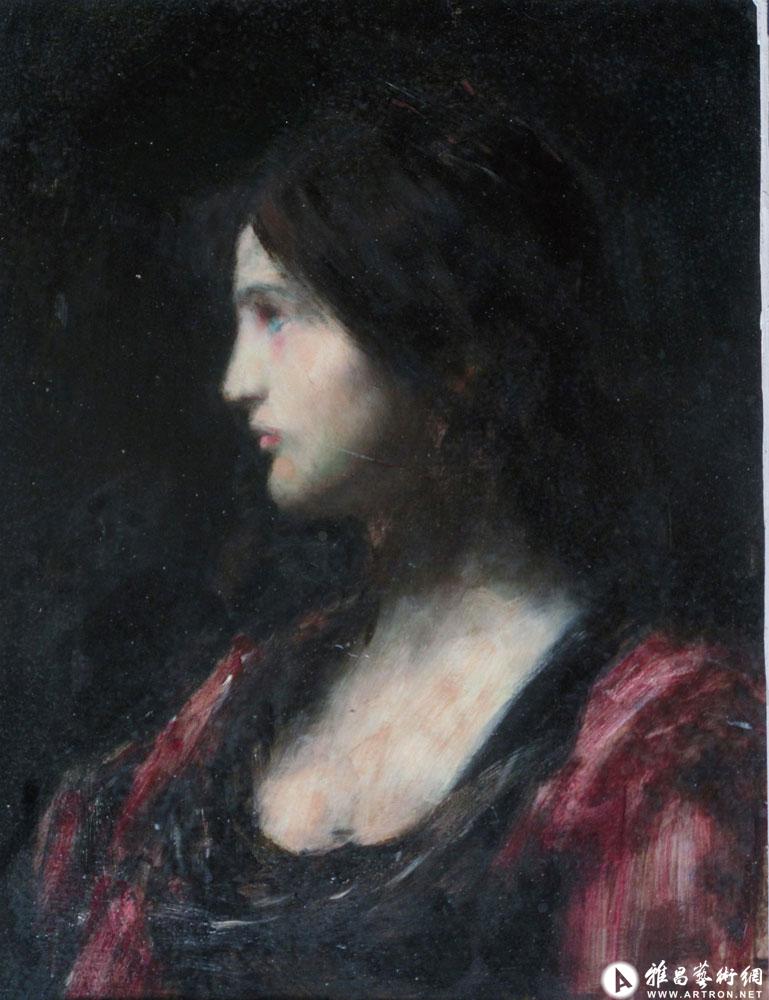 十九世纪法国画家艾内《少女像》