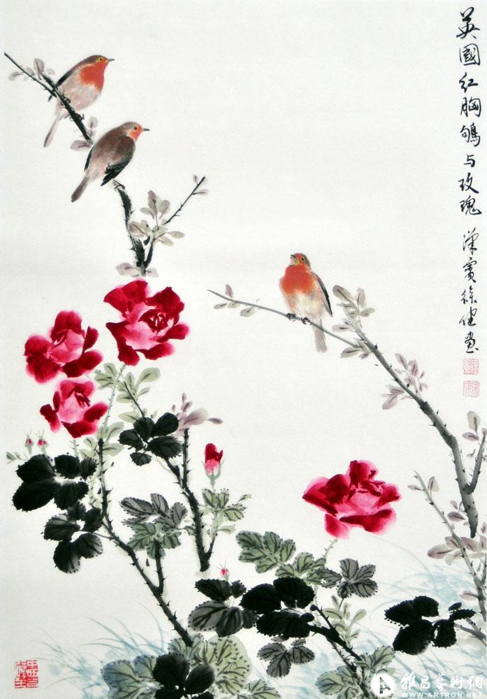 英国国花玫瑰和国鸟红胸鸲^_^<br>The national flower Rose and bird Robin of Britain