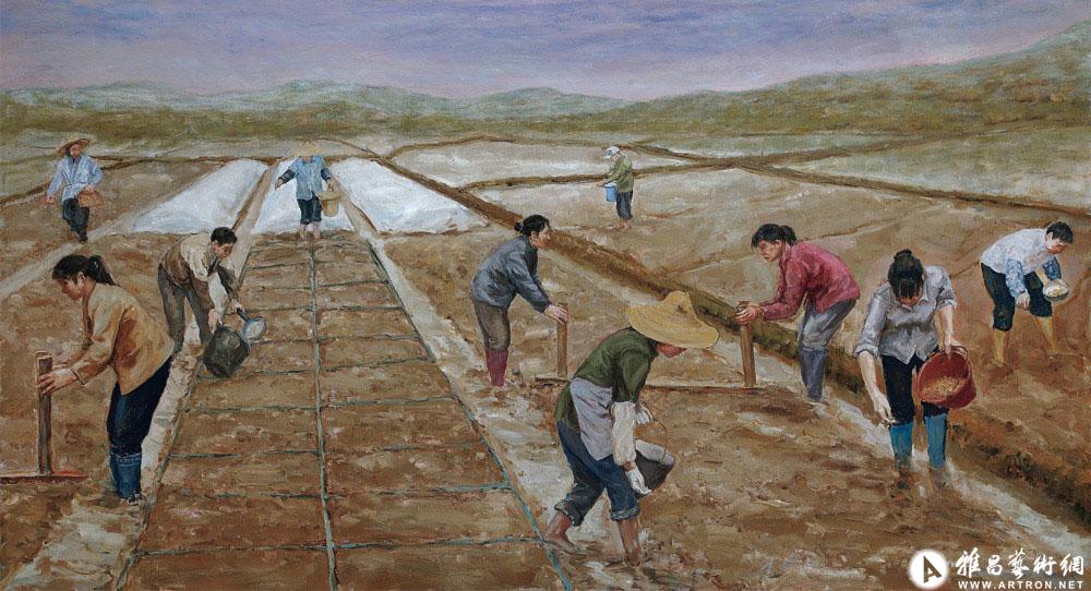 春播水稻的农民<br>Farmer planting rice in spring