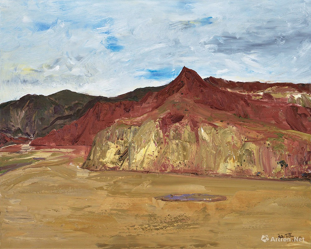 隆务峡——红土山画于青海