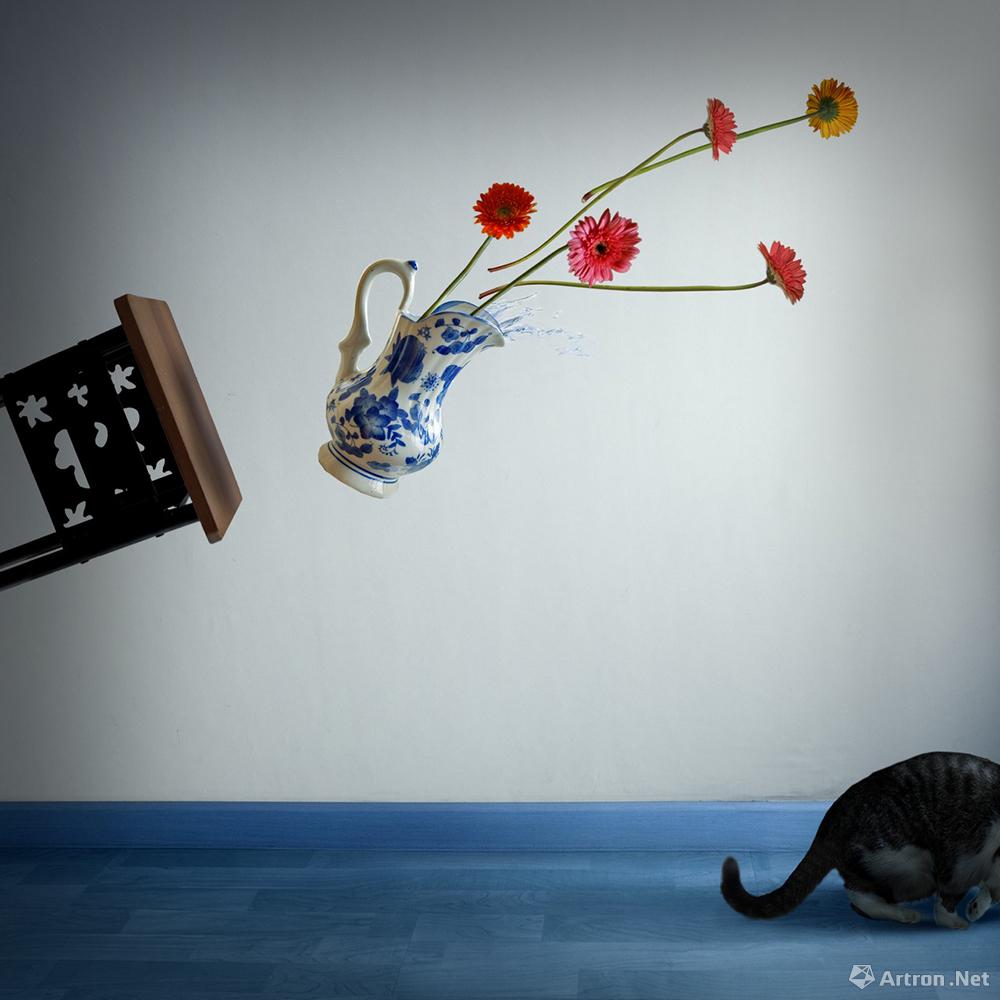 杨洋作品：造相系列之猫与青花瓷004