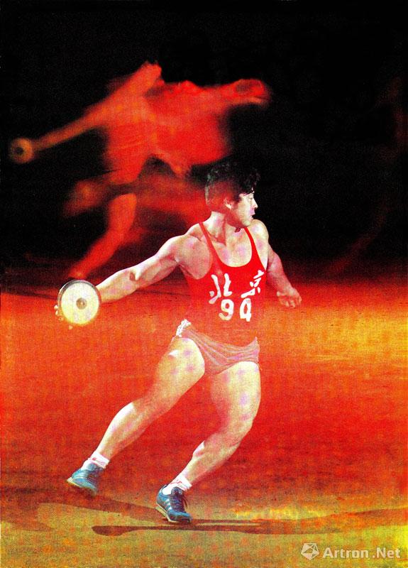 郭延民作品：李伟男，曾经数十次打破少年和成年铁饼全国纪录,九次夺得全国比赛冠军,并荣获第八届亚运会金牌的北京田径运动员李伟男。