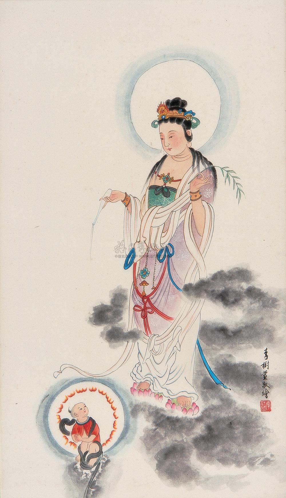 0238 送子观音 镜心 设色纸本