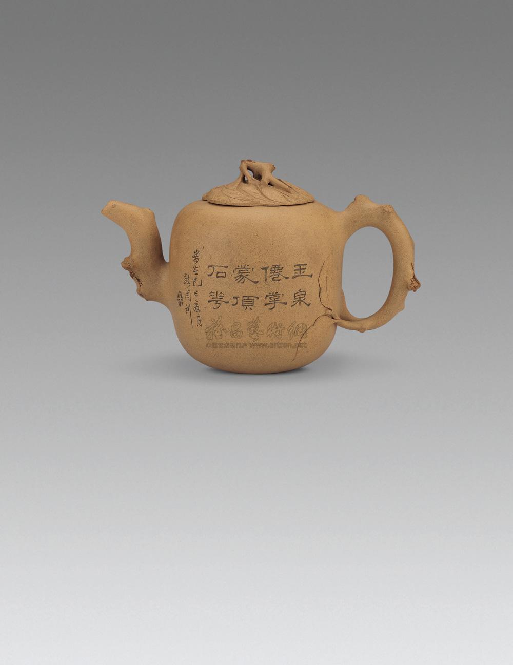 冯桂林制,任淦庭刻木瓜壶(本山绿泥)】拍卖品_图片_价格_鉴赏_紫砂