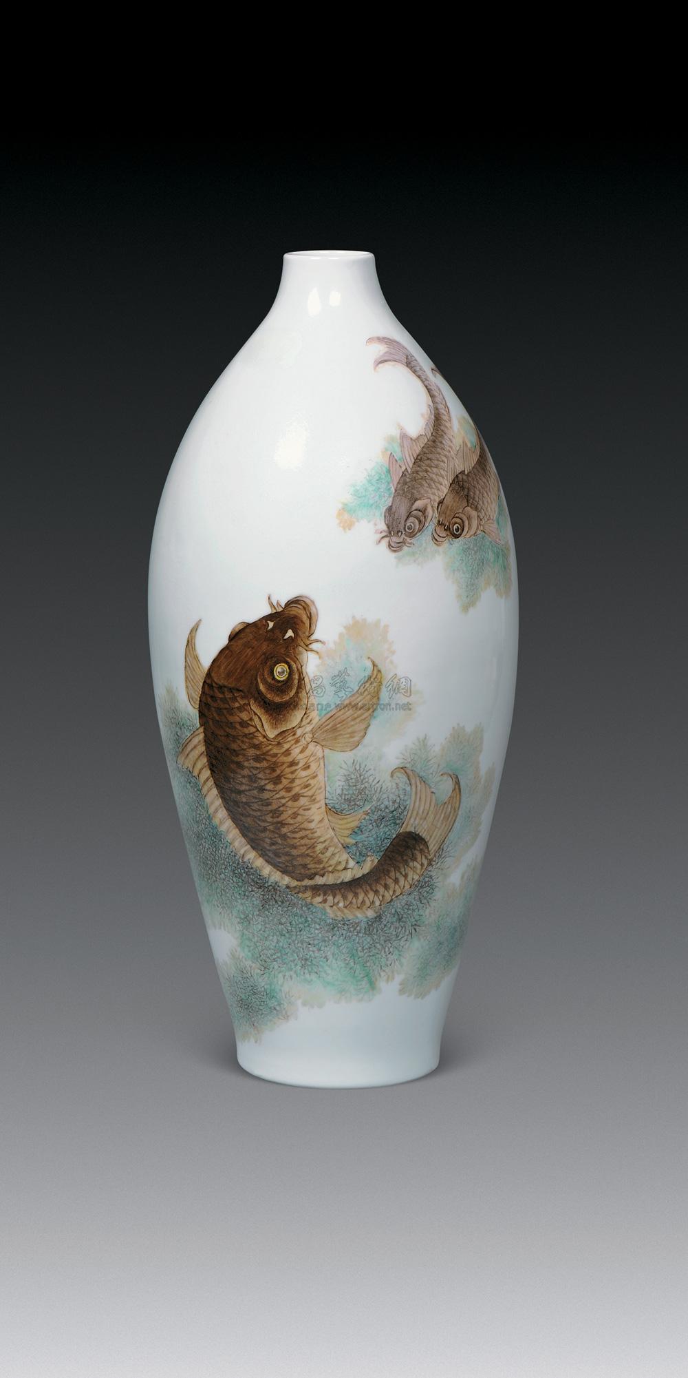 0055 1998年作 邓肖禹 粉彩"望子成龙"瓶