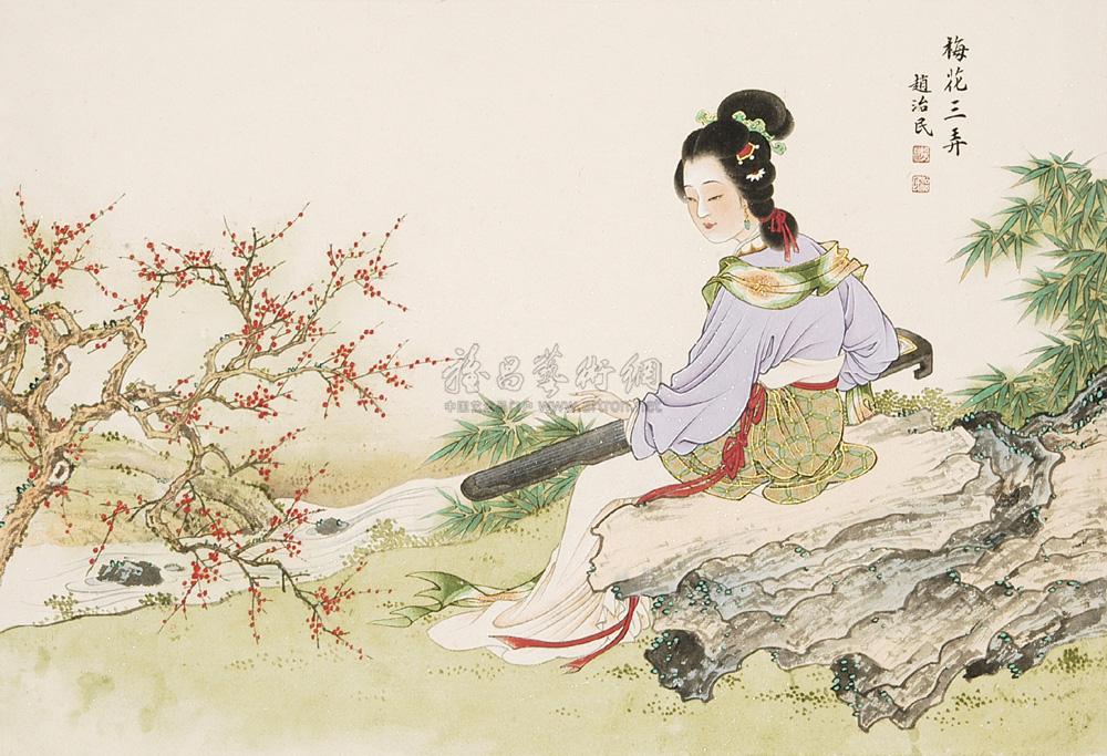 0533 梅花三弄 镜心 纸本