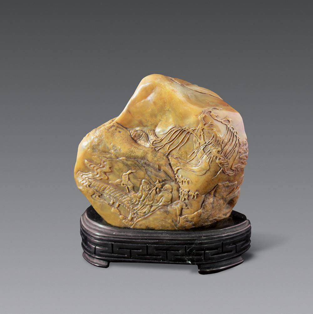 0079 清 寿山石山水人物摆件