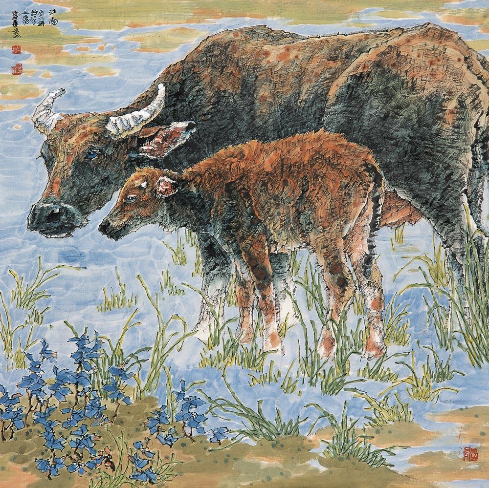 【2006年作 双牛图 镜心 设色纸本】拍卖品_图片_价格_鉴赏_绘画_雅昌