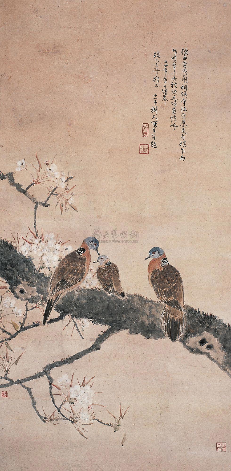 【梨花斑鸠图】拍卖品_图片_价格_鉴赏_绘画_雅昌艺术品拍卖网