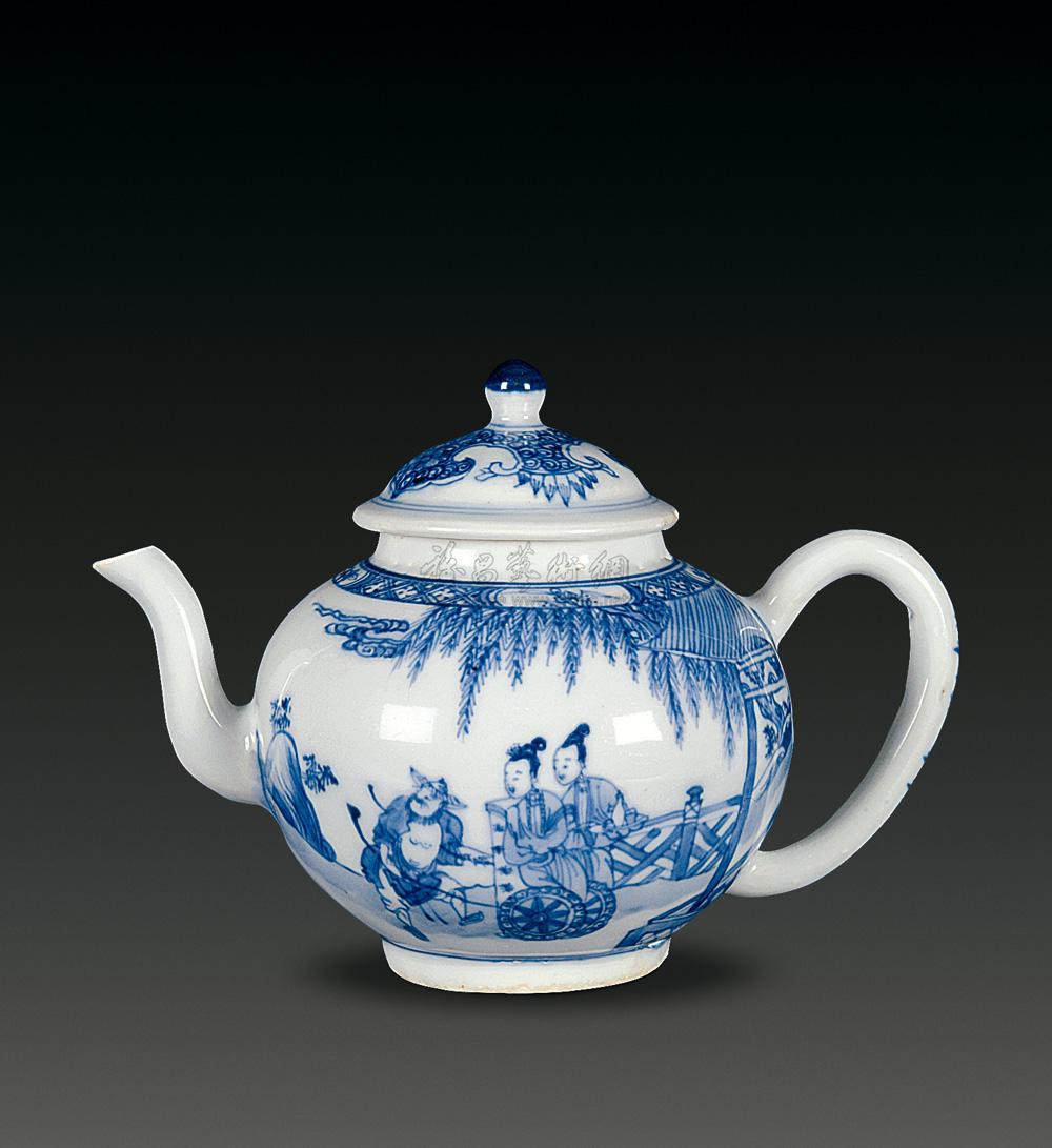 【清康熙 青花山水人物茶壶】拍卖品_图片_价格_鉴赏_清代青花瓷器