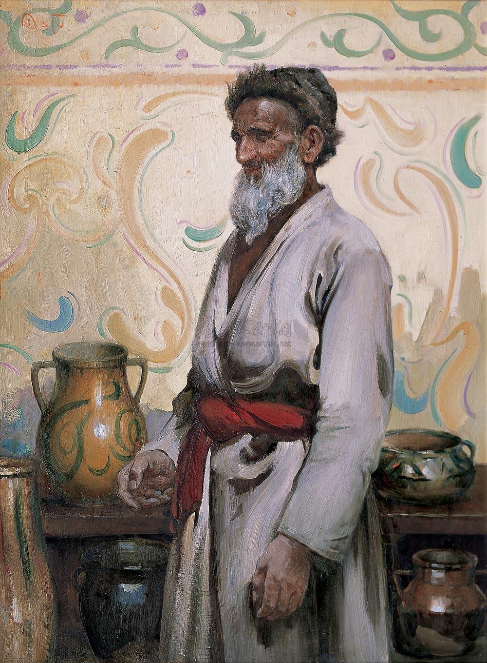 1189 民间艺人 布面油画