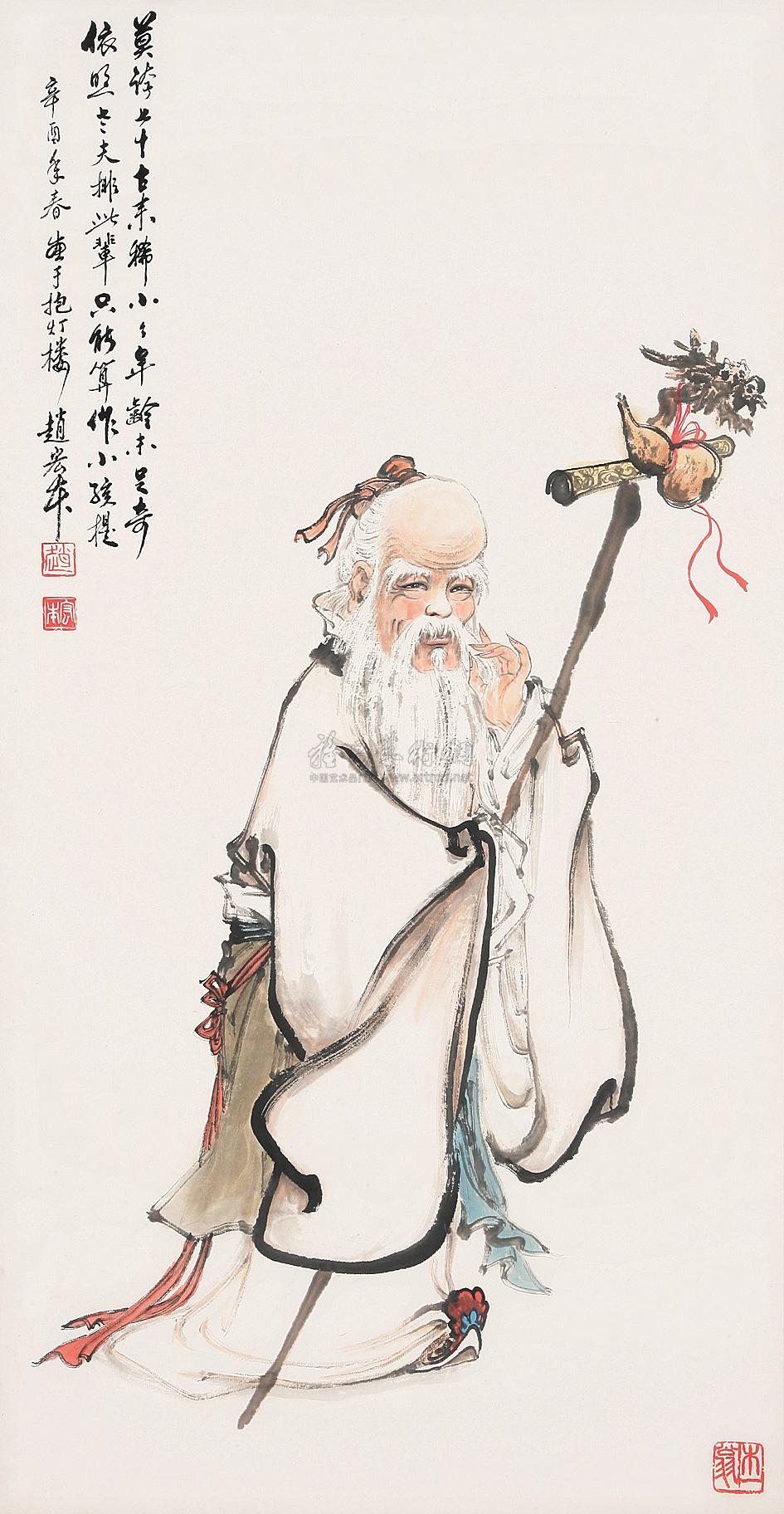 0374 1981年作 寿星图 镜心 设色纸本